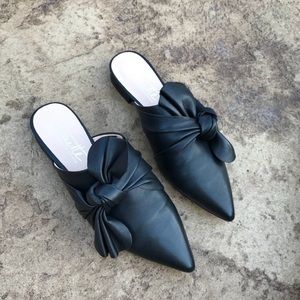 Nanette Lepore Black Bow Mules from Anthropologie